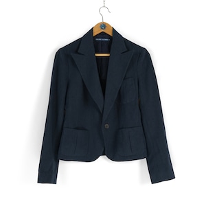 Vintage women&#39;s RALPH LAUREN blue linen blazer jacket Size 6 preppy style made in Japan