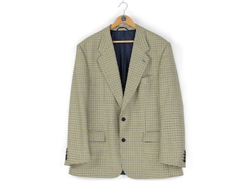 Veste Blazer Vintage HUGO BOSS Années 70 - Laine Tweed à Fines Rayures Marron - Taille L (50)