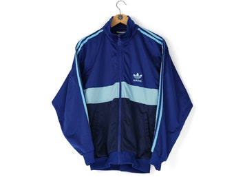 Vintage Adidas Coat Fleece Lined Navy Blue 90s Y2k Jacket Mens XL 