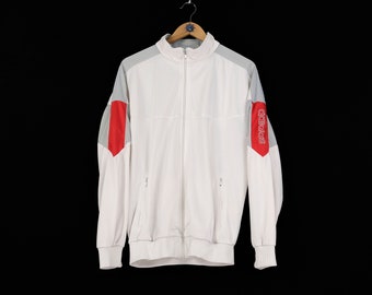 90s Vintage men's ADIDAS ORIGINALS white red gray multicolor track jacket Size L unisex athletic streetwear retro sport style