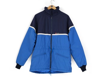 80s 90s Vintage Men's Berghaus Gemini Thinsulate Blue Light Puffer Jacket Size 52 ( M L ) Activewear Hiking Coat Made in Great Britain