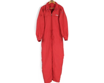 90s women's Vintage FILA red ski jumpsuit Size US 10 retro ski suit made in Italy