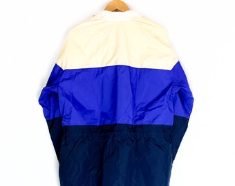 90s Vintage Men's NIKE Coach Coat Windbreaker Size L Blue Navy