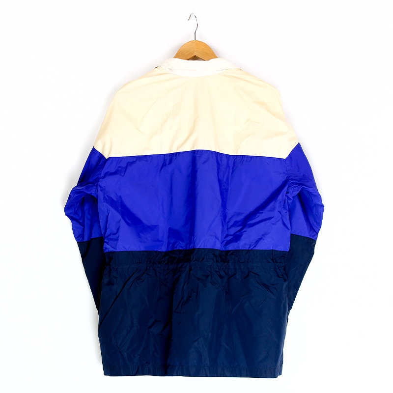 90s Vintage Men's NIKE Coach Coat Windbreaker Size L Blue Navy