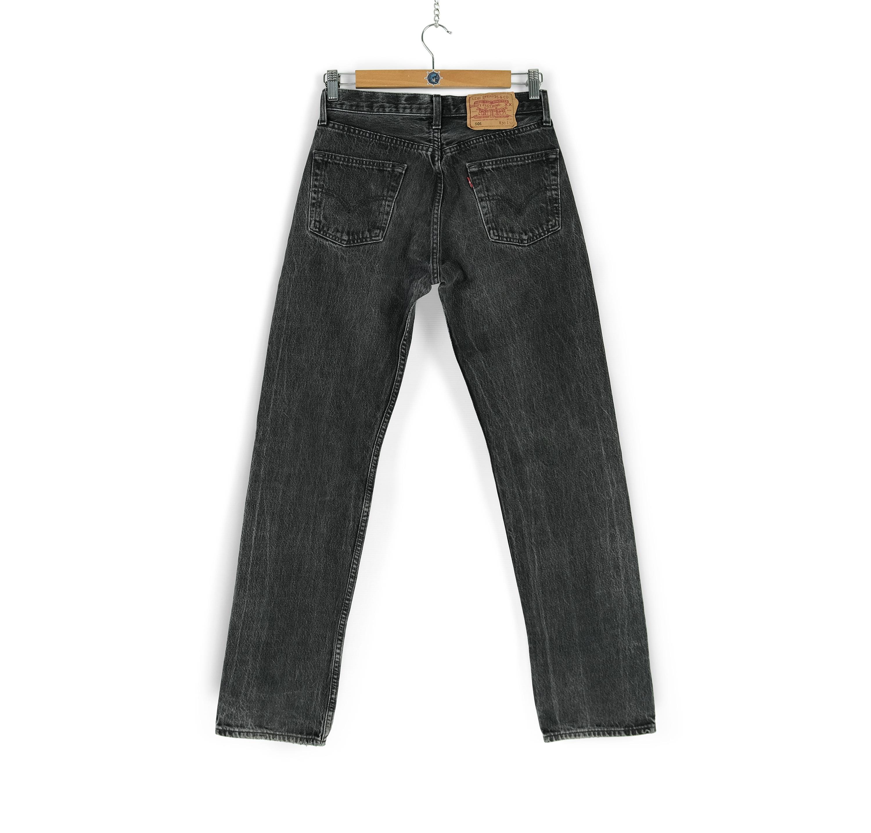Vintage LEVIS 501 Dark Gray Stonewashed Denim Jeans Size W29 W30 