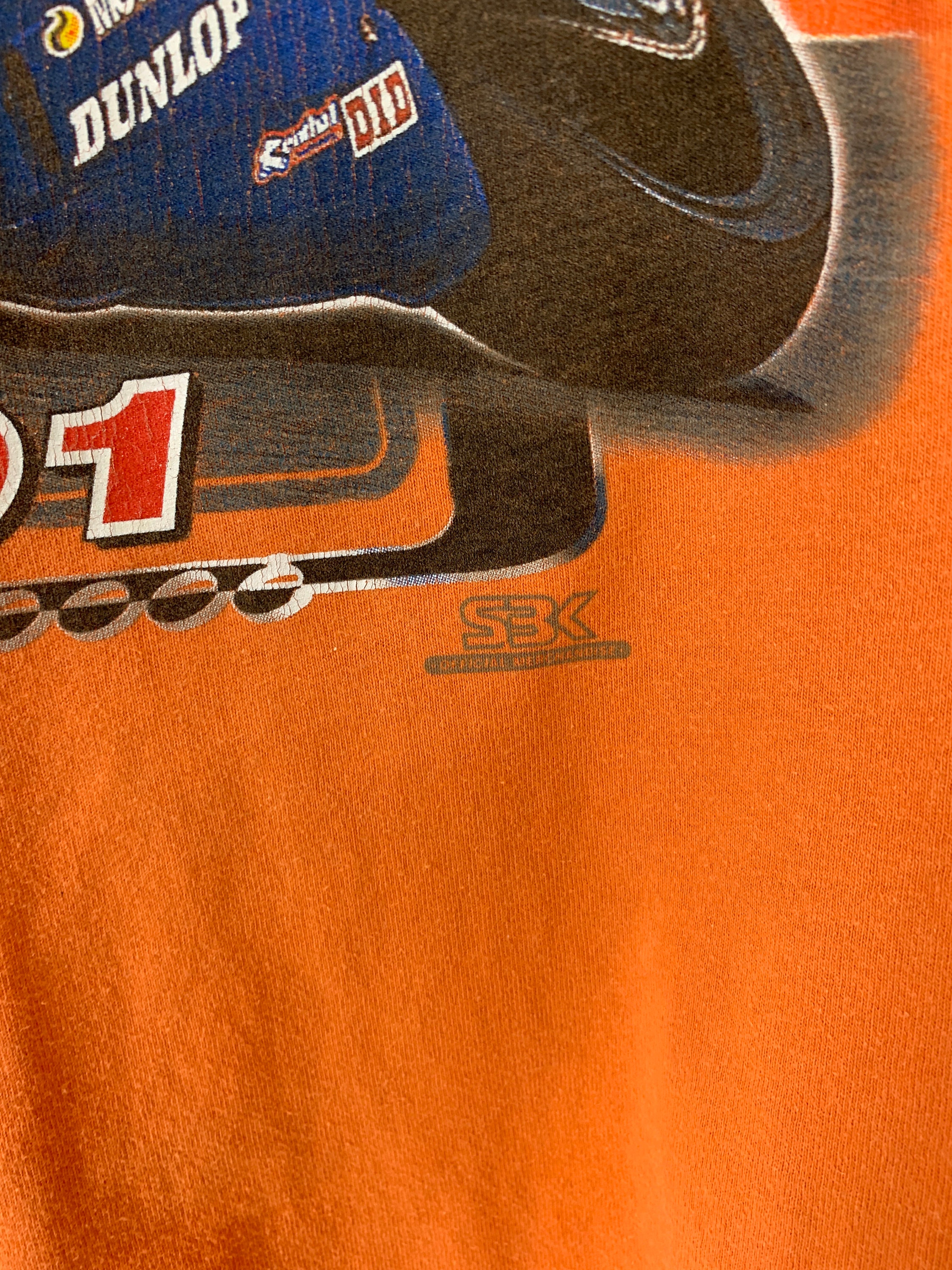 00s Rare Vintage SUPERBIKE World Championship 2001 Orange T