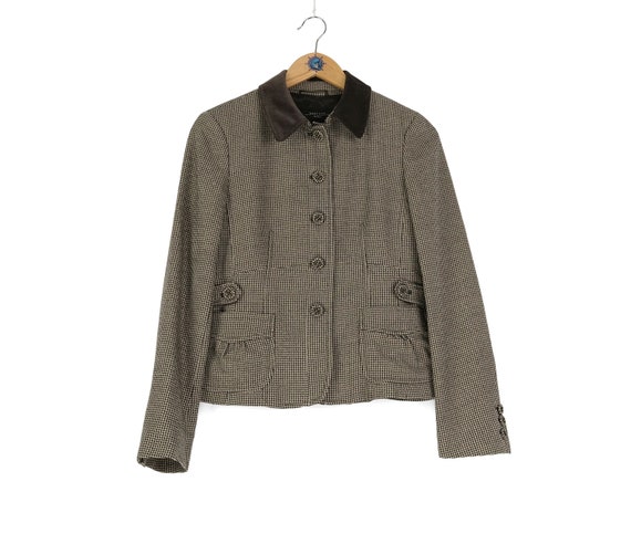 Weekend Max Mara, Women's MAX MARA Weekend virgin wool beige brown blazer Size US 6 Xs S tweed velor collar jacket