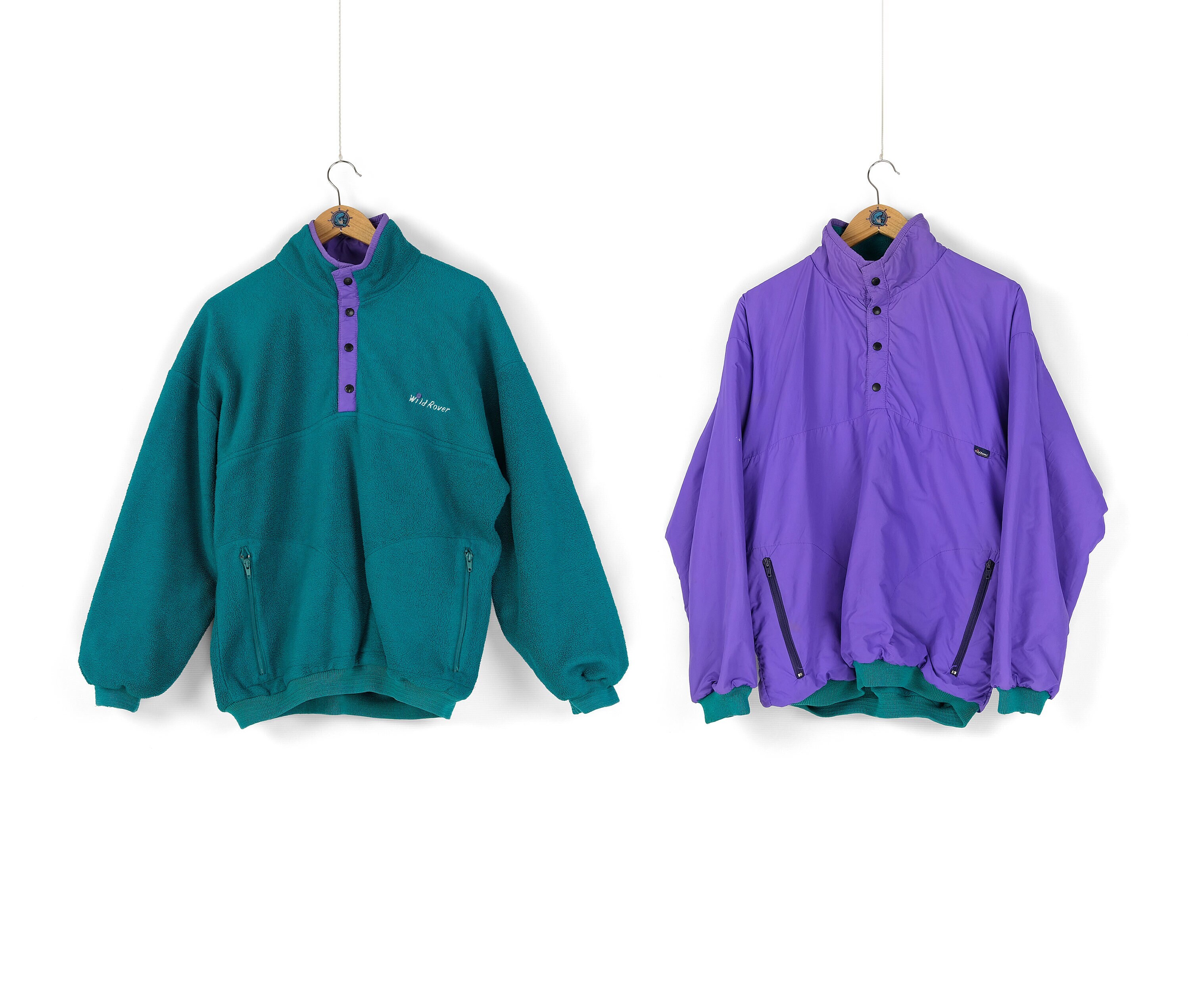 90s Men's Vintage WILD ROVER Pertex Polartec Green Purple Fleece