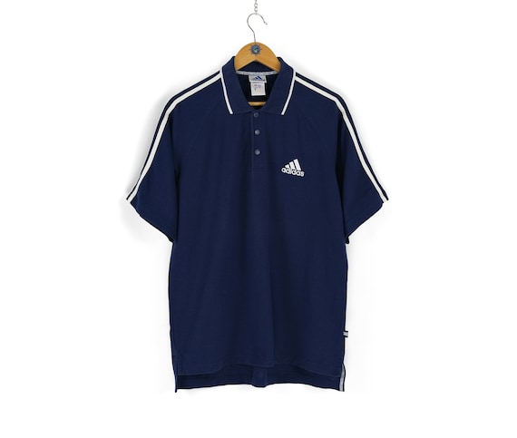 Vintage Men s ADIDAS Small Logo Navy Blue Polo T shirt Size M Retro Tennis Wear 90s Summer Style Etsy