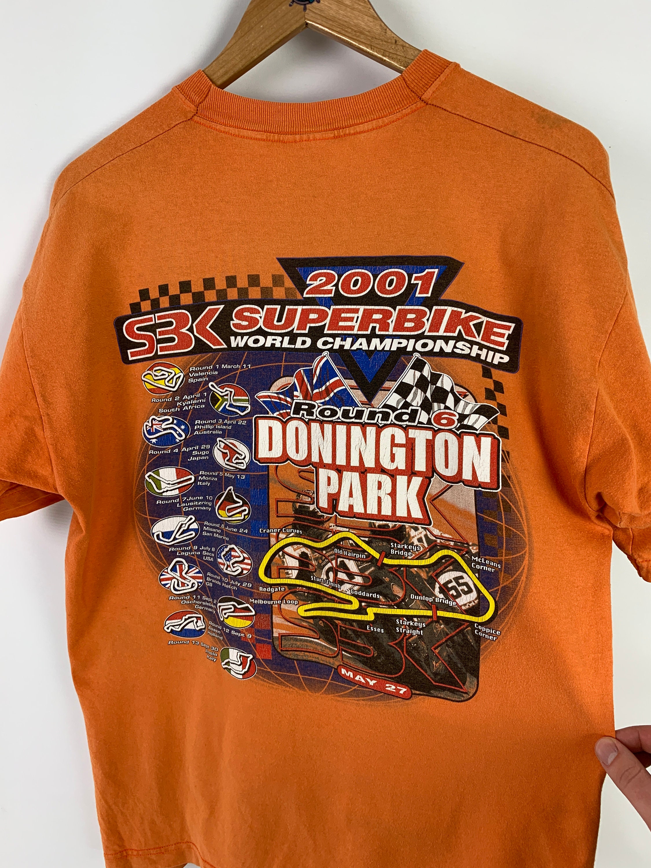 00s Rare Vintage SUPERBIKE World Championship 2001 Orange T