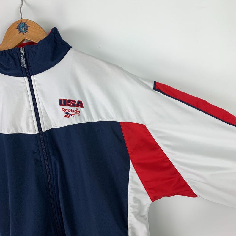 90s Rare Vintage REEBOK USA Back Logo Blue Red Track Jacket Size L XL ...