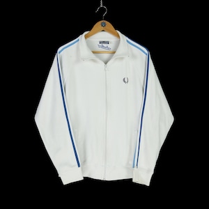 Vintage Men's FRED PERRY Full Zip Cotton White Track Top