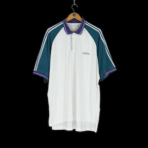 Vintage ADIDAS white green polo t-shirt Size XL XXL 90s summer style retro tennis wear