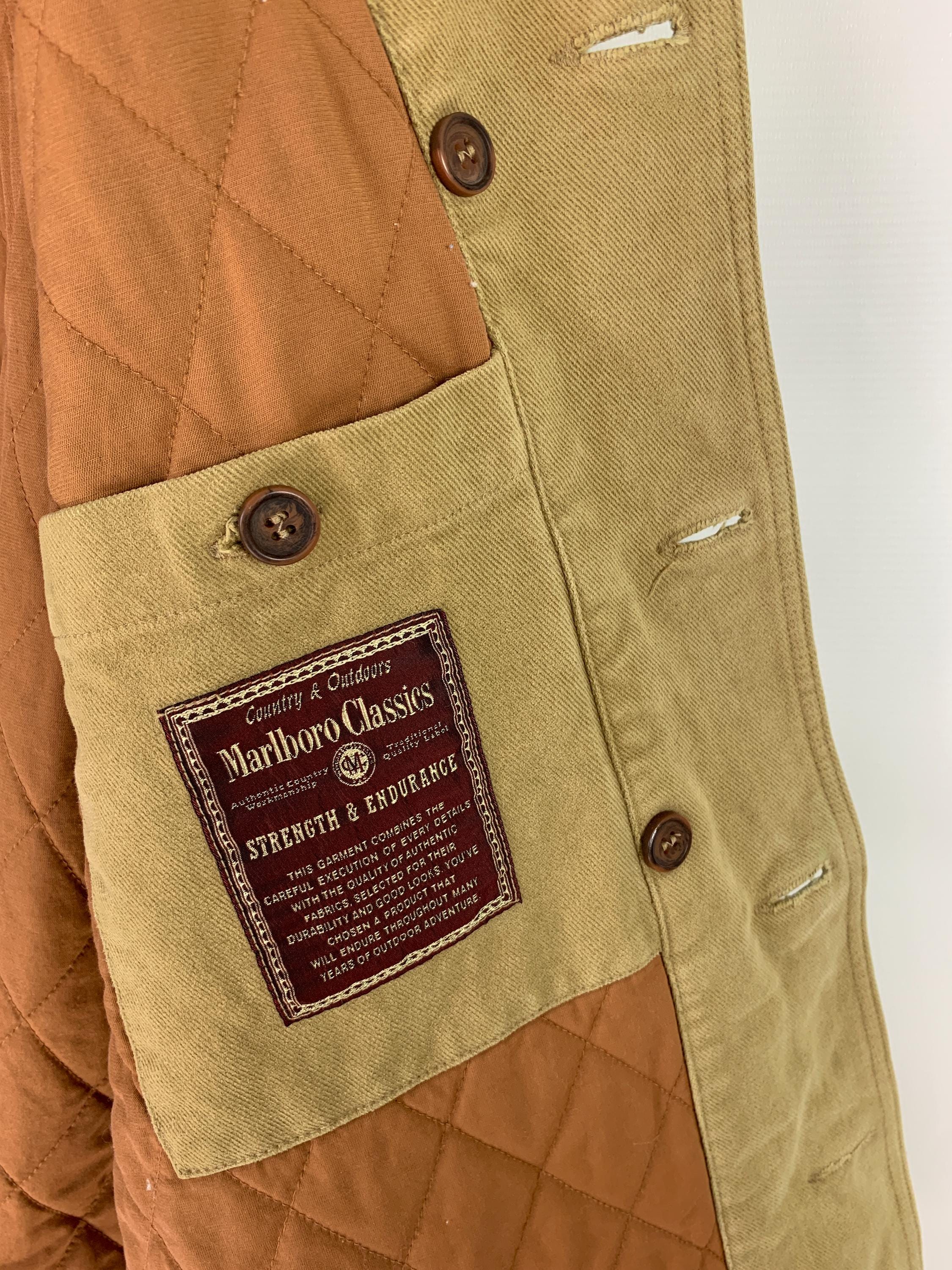 Vintage Men's MARLBORO CLASSICS Heavy Cotton Cream Beige Jacket