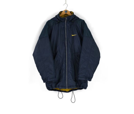 90s Vintage Men s NIKE Back Swoosh Logo Green Blue Long Coat Size