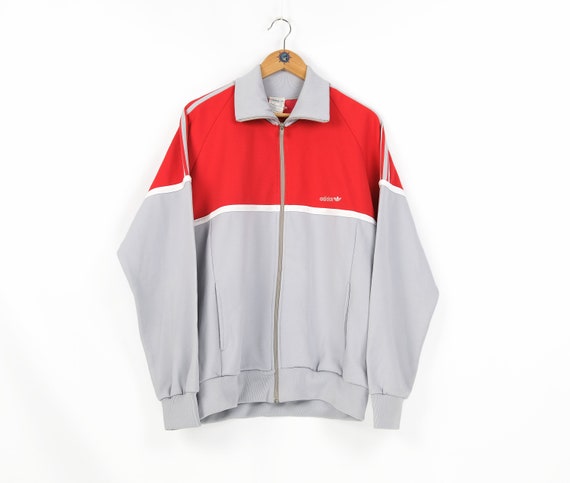 80s Rare Vintage ADIDAS ORIGINAL Red Gray Track Jacket Etsy