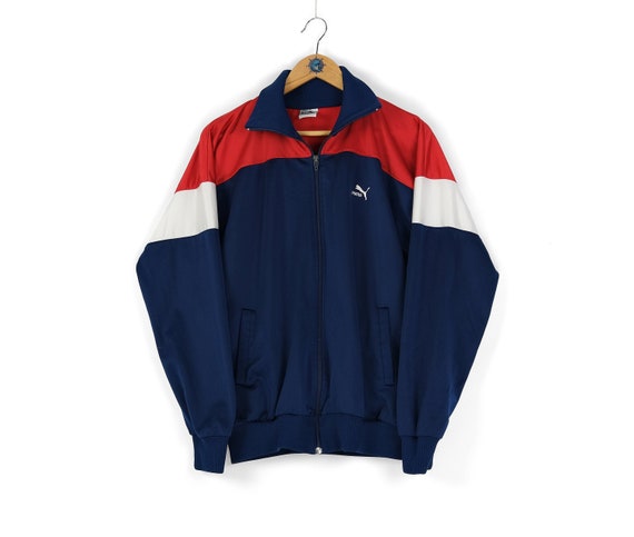 90s Men's Vintage PUMA Navy Blue Red White Track Jacket - Etsy