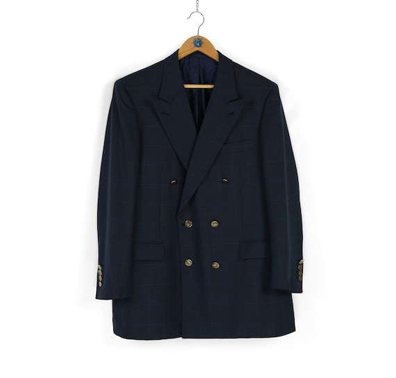 80s 90s Vintage men's BRIONI Roma navy blue doubl… - image 1