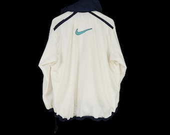 Vintage Nike 1/2 Zip Nylon White Anorak Jacket Center Nike Swoosh