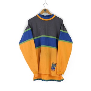 90s rare Vintage men&#39;s PUMA Sky blue orange faded longsleeve Size L retro sportswear