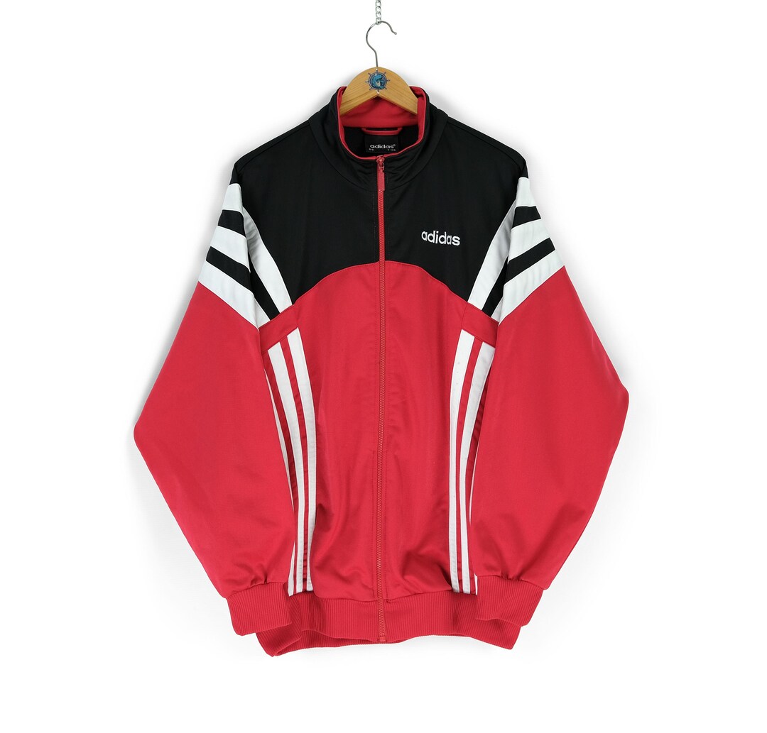 Vintage ADIDAS Red Black Multicolor Track Jacket XL Retro