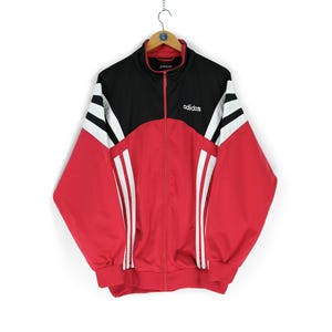 Vintage ADIDAS red black multicolor track jacket XL retro sportswear
