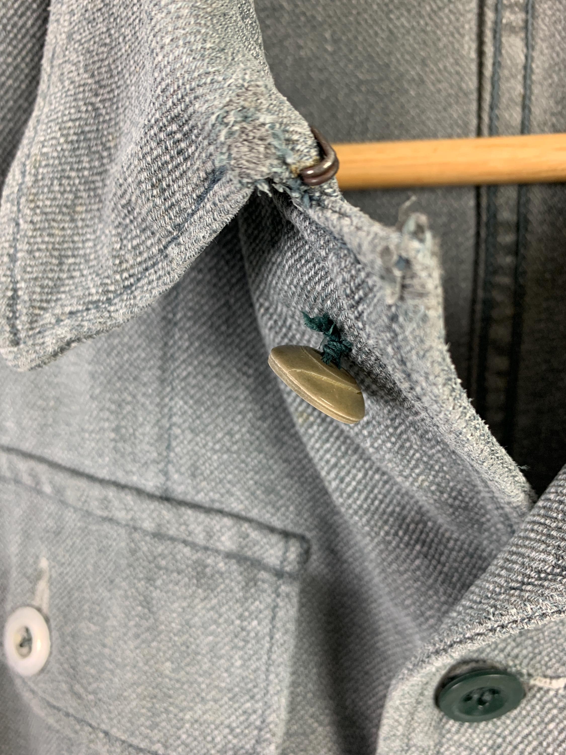 60s 70s Vintage Swiss Army Prison Gray Selvedge Distressed Jacket Size ...