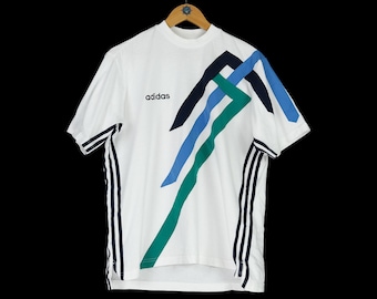 Koszulka sportowa Adidas w kolorze białym w stylu vintage, rozmiar M, lat 90.