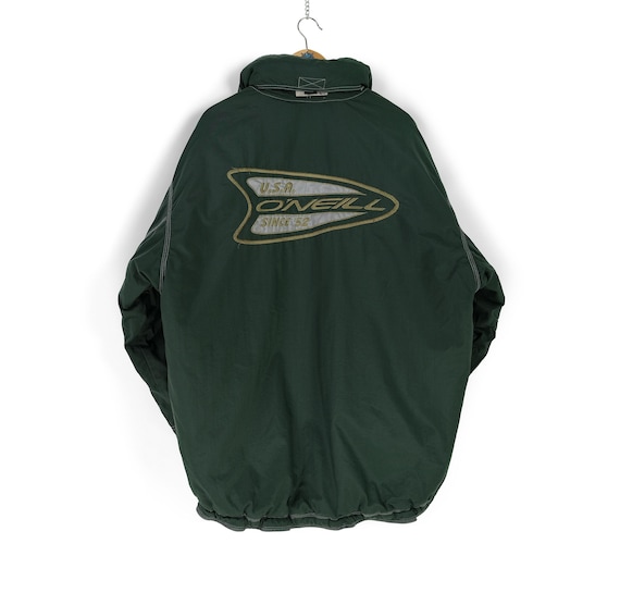 Vintage Men's O'NEILL Back Logo Nylon Green Jacket Size L XL 90s