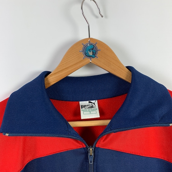 90s Vintage men's PUMA navy blue red multicolor t… - image 4
