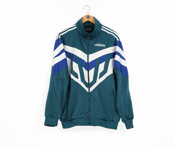adidas blue green & white lightweight track jacket