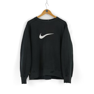 00s Vintage men&#39;s NIKE center swoosh faded black crewneck sweatshirt Size L distressed jumper