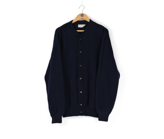 90s Vintage Men's ANDREA FENZI Navy Blue Green Lambswool