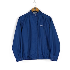 80er Jahre seltene Vintage Damen LACOSTE Izod blaue leichte Bomberjacke Größe M Retro-Sportbekleidung