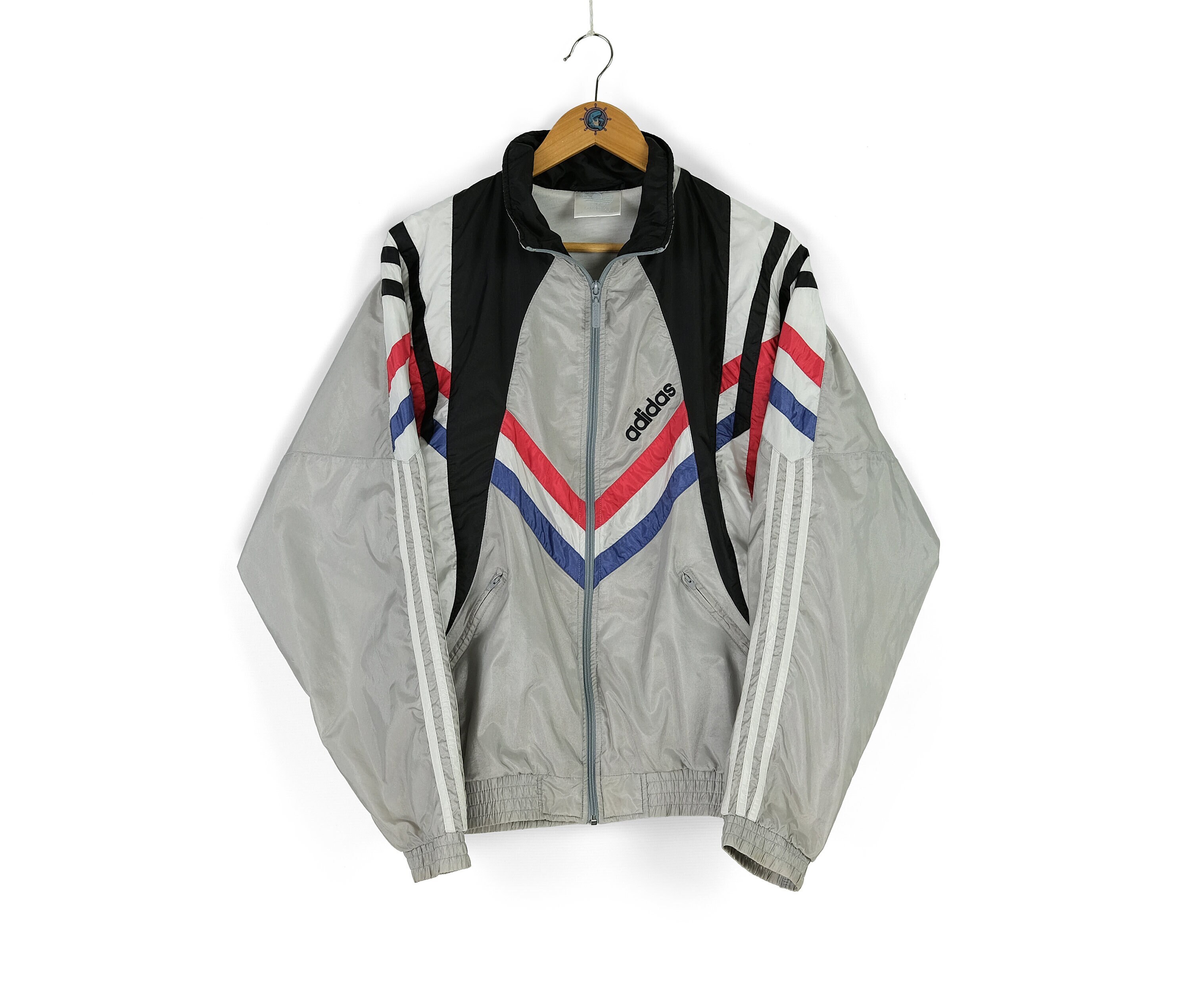 90s Vintage Men's ADIDAS Silver Multicolor Track -