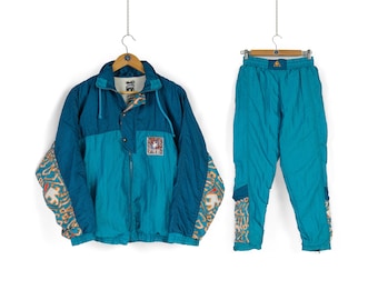 90s rare Vintage unisex LE COQ SPORTIF blue multicolor tracksuit Size Xs S retro sportswear
