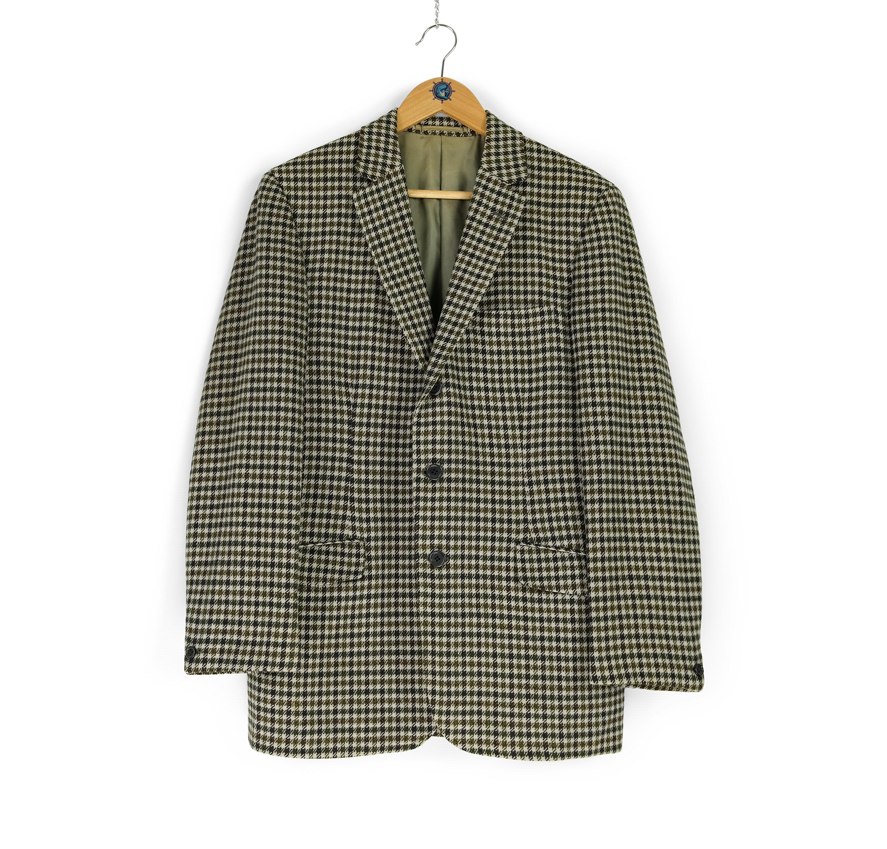 Vintage AQUASCUTUM Wool Tweed Plaid Blazer Size 36 Reg British 