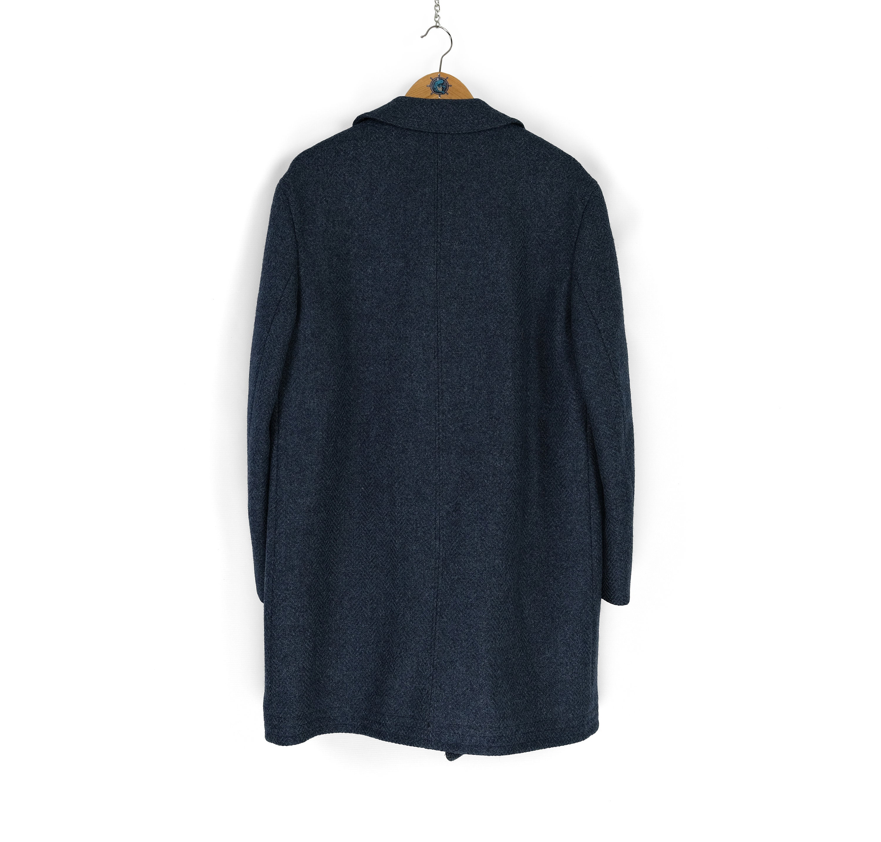 80s 90s Vintage Men's KYNOCH Scottish Blue Wool Coat Size M Retro