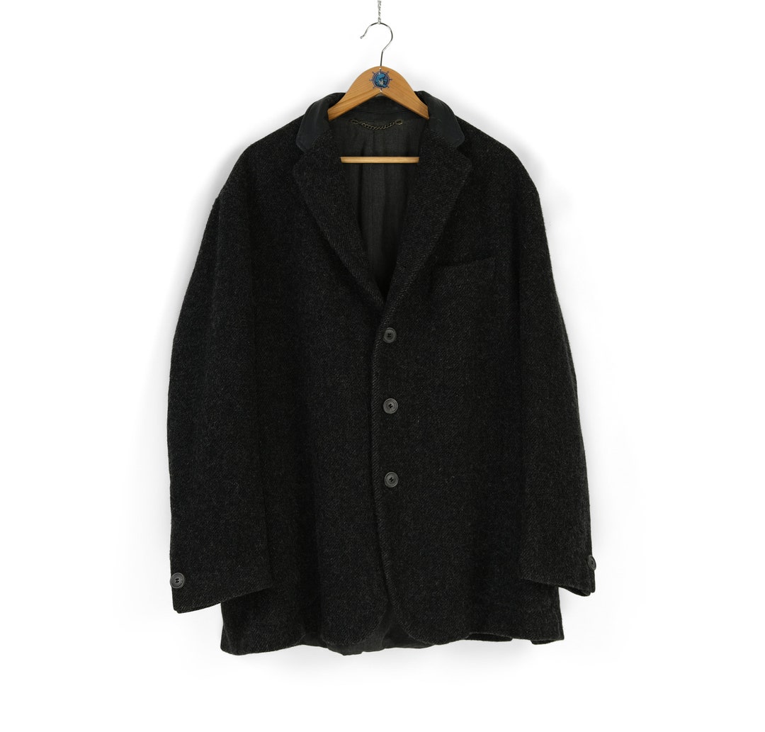 Vintage Men's Vestium Officina Dark Gray Tweed Wool Coat - Etsy