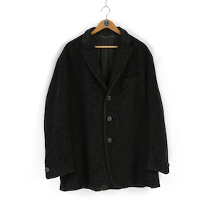 Vintage men&#39;s Vestium Officina dark gray tweed wool coat Size 50 L mod style made in Italy