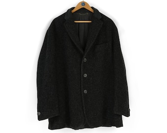 Vintage men's Vestium Officina dark gray tweed wool coat Size 50 L mod style made in Italy
