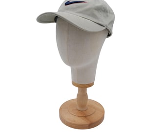 Cappello NIKE da uomo vintage anni '90, grande swoosh, berretto beige sbiadito, taglia unica, berretto da baseball retrò, sole estivo.
