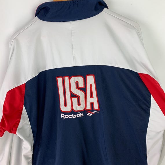 90s rare Vintage REEBOK USA back logo blue red track … - Gem