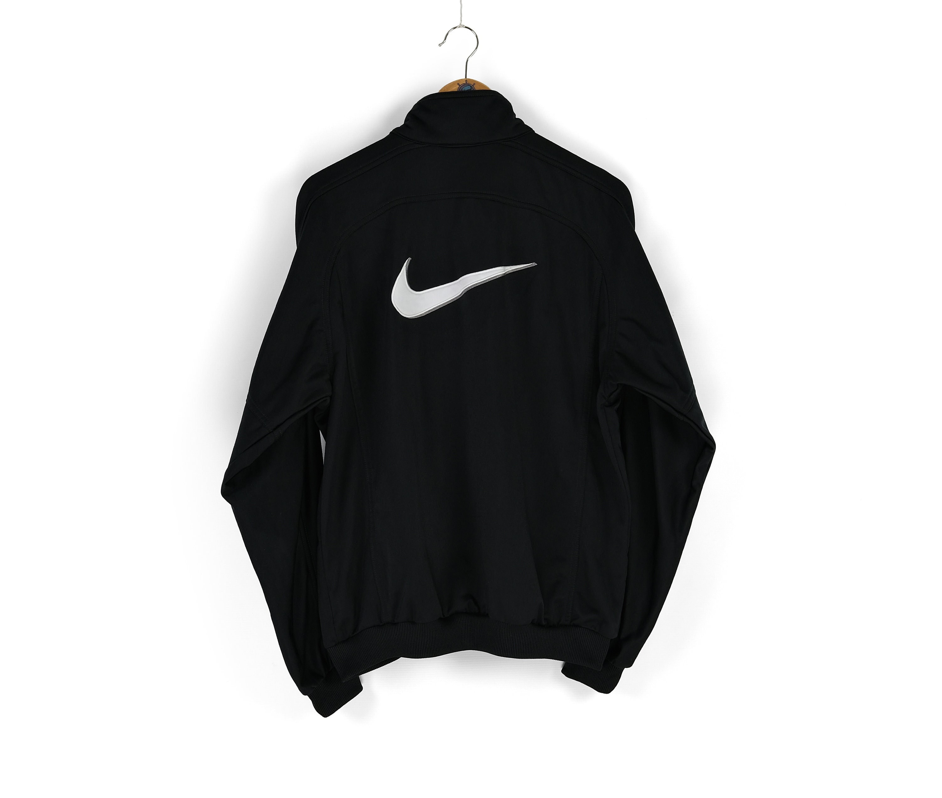 90s Vintage Men's NIKE Back Swoosh Black Track Jacket Size M Retro