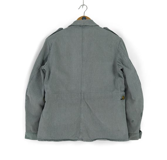 60s 70s Vintage Swiss Army Prison Gray Selvedge Distressed Jacket