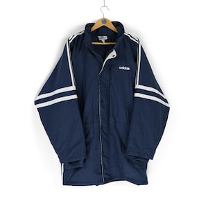 Vintage ADIDAS navy blue training coat jacket Size L XL retro soccer wear 00s sportswear