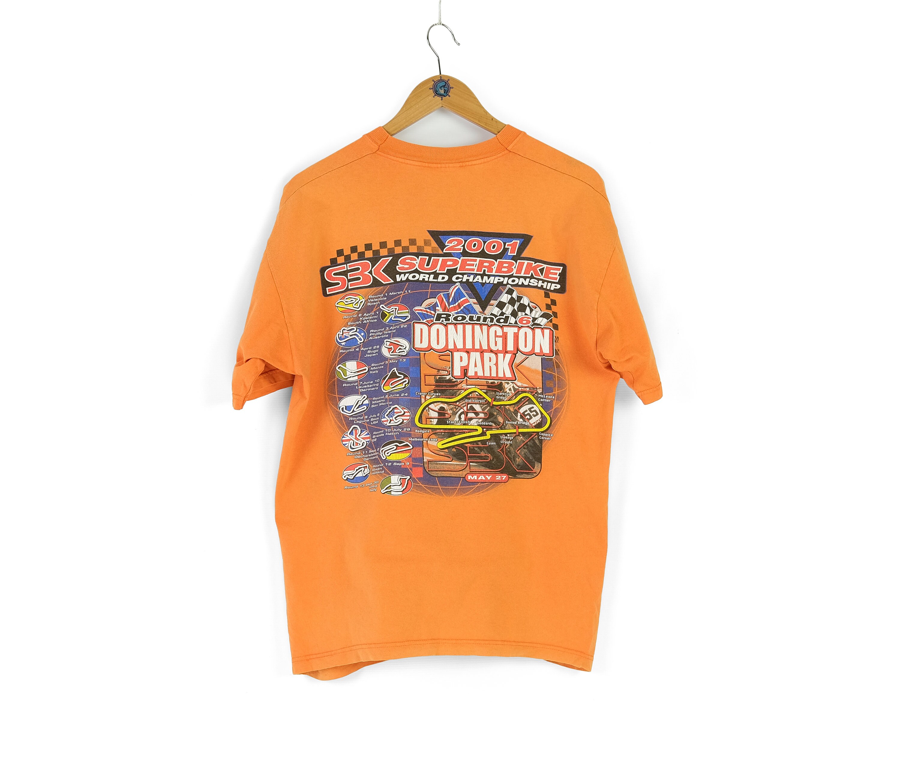 00s Rare Vintage SUPERBIKE World Championship 2001 Orange T
