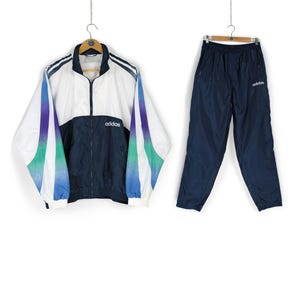 Vintage ADIDAS tracksuit Size M white blue multicolor 90s sportswear nylon suit