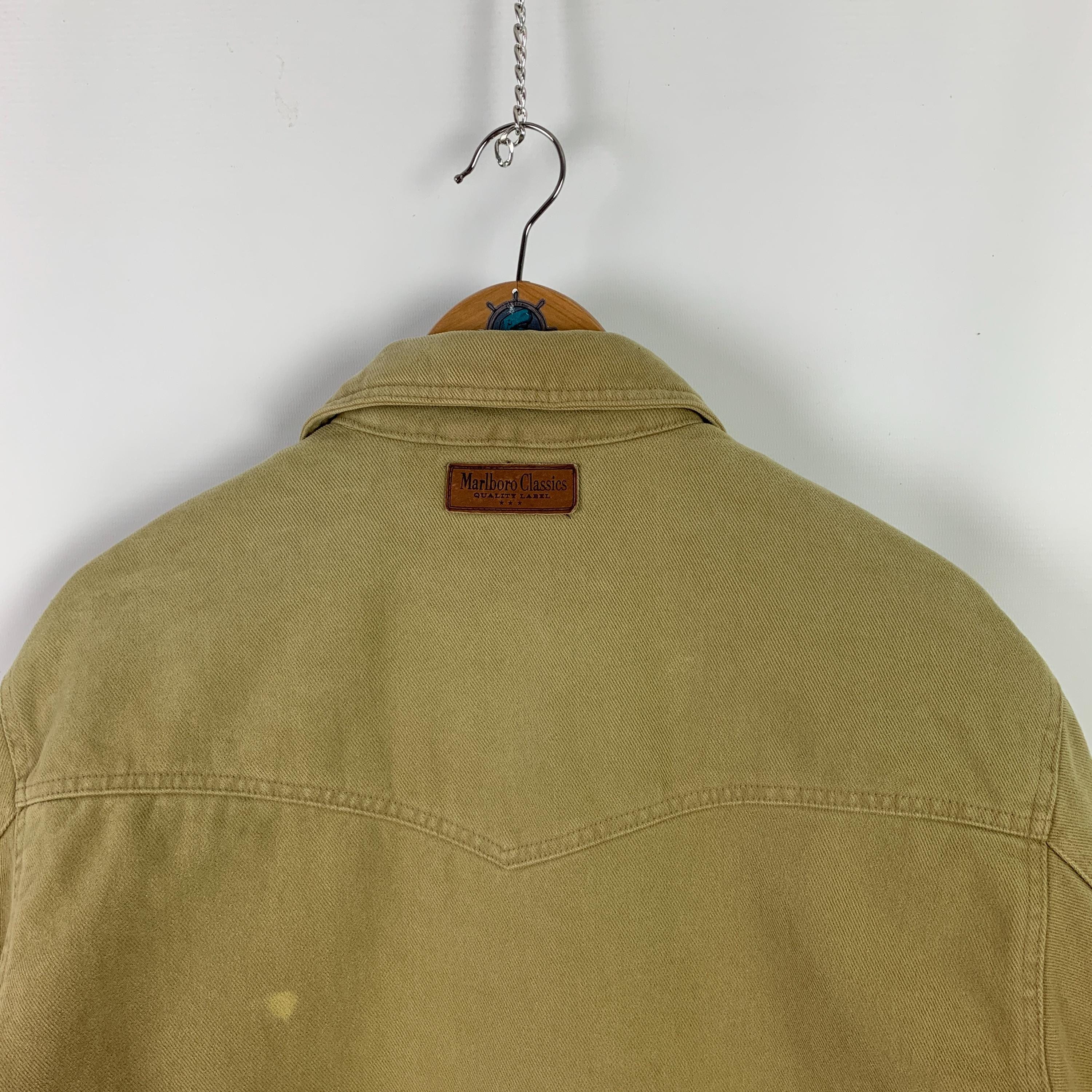 Vintage Men's MARLBORO CLASSICS Heavy Cotton Cream Beige Jacket