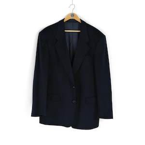 Vintage HUGO BOSS wool cashmere navy blue blazer Size 56 XXL retro mod style ing Loro Piana